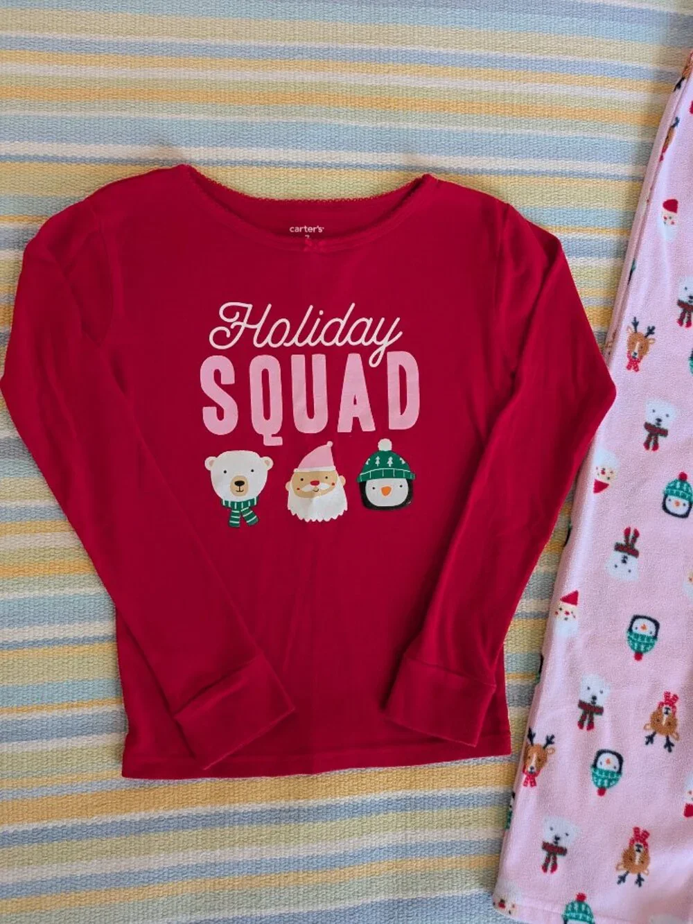 ⭐ Girl's Carter's Holiday Squad Fleece Christmas Pajamas PJs Size 7